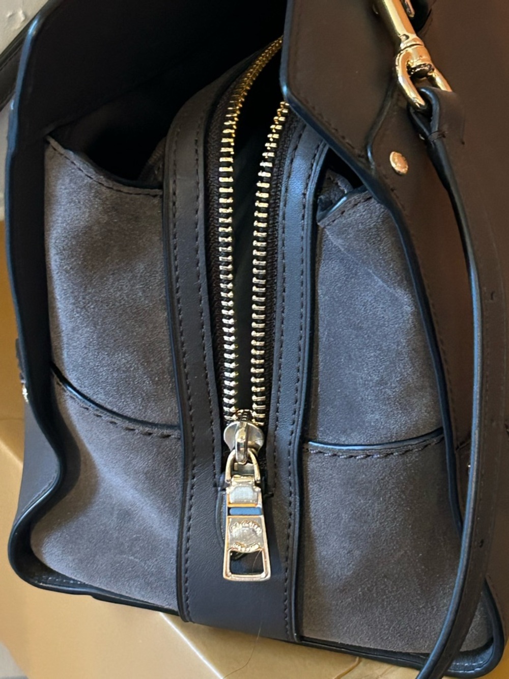 Coach Mercer 30 Brown Leather and suede Satchel with Gold Hardware NWOT. - Picture 5 of 6